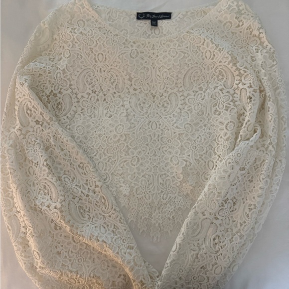 For Love And Lemons Tops - For Love & Lemons Cream Floral Lace Long-Sleeve Top